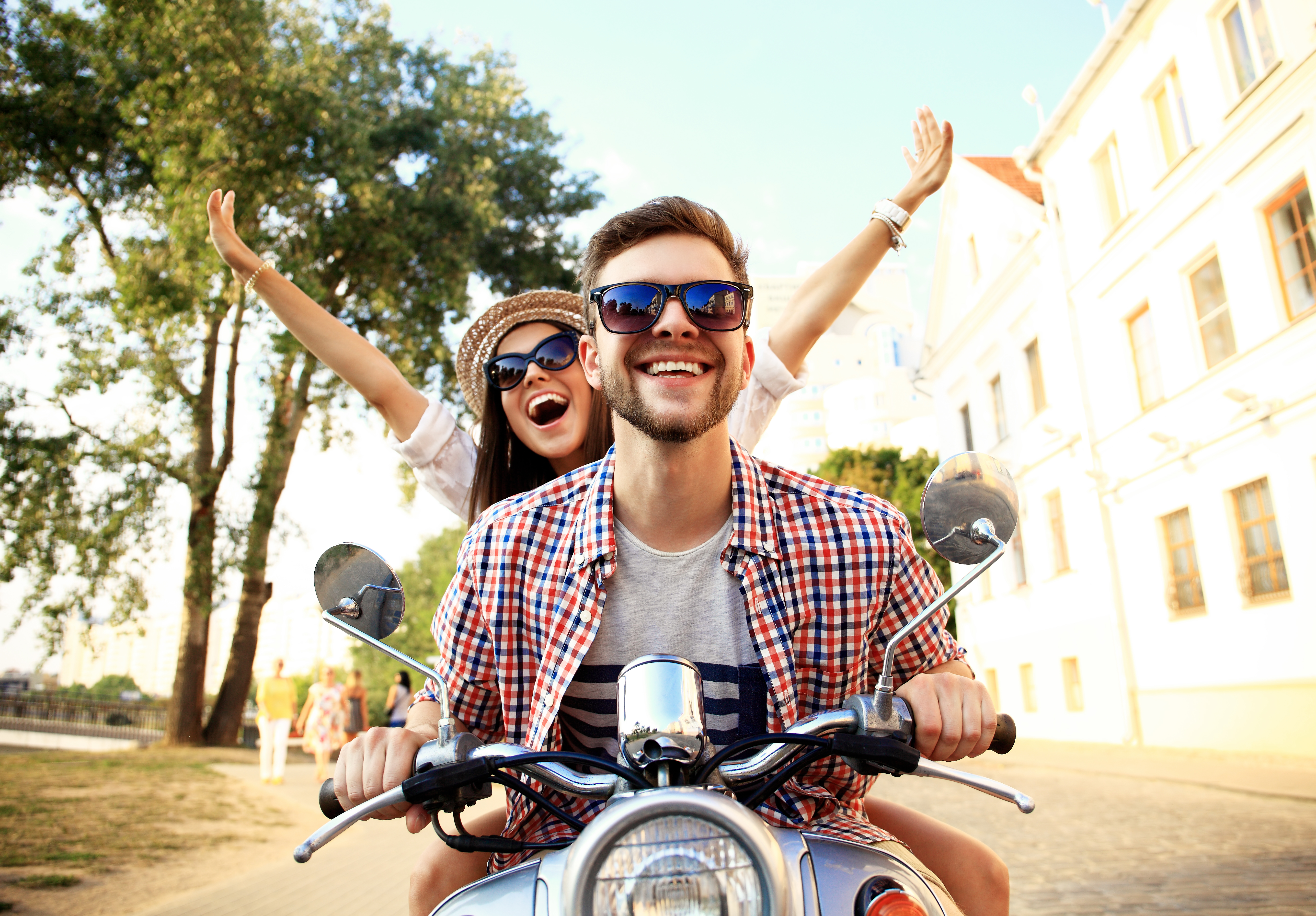 couple on a motorcycle